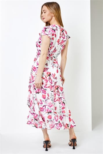 Petite Floral Chiffon Frill Wrap Dress 14260072