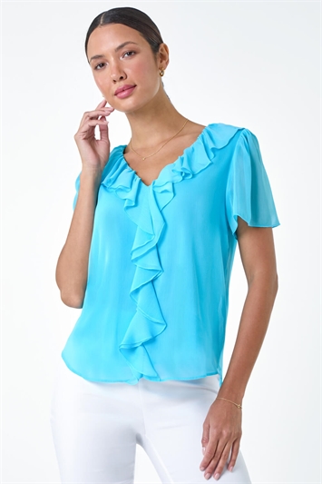Crinkle Textured Frill Detail Top 20163092