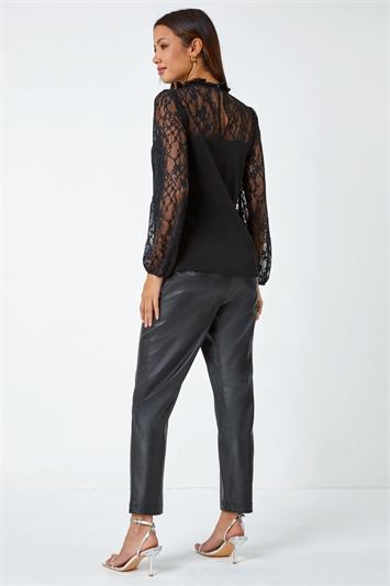 Lace Detail High Neck Stretch Top 19249208