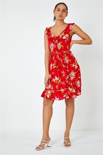 Floral Frill Detail Fit & Flare Dress 14247478