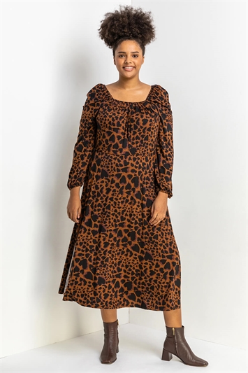 Curve Leopard Print Midi Dress 14189320