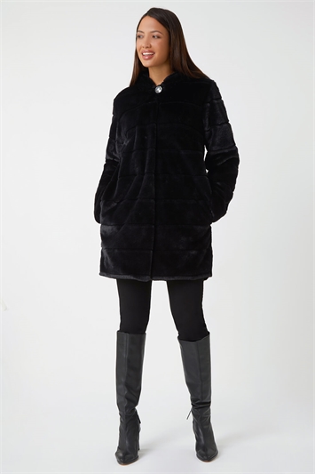 Faux Fur Hooded Longline Coat 12020908