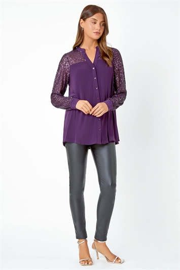 Embellished Sequin Stretch Blouse 10028076