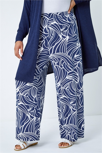 Curve Linear Print Palazzo Trousers 18046460