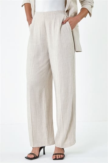 Elasticated Linen Blend Tailored Trousers 18062588