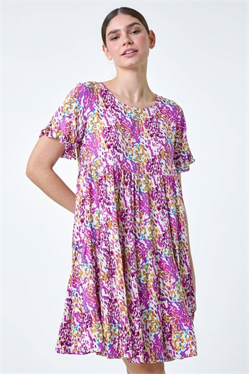 Abstract Print Tiered Smock Dress 14551772