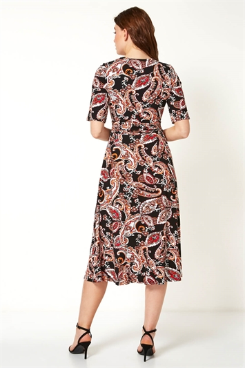 Paisley Print Wrap Midi Dress 14093608