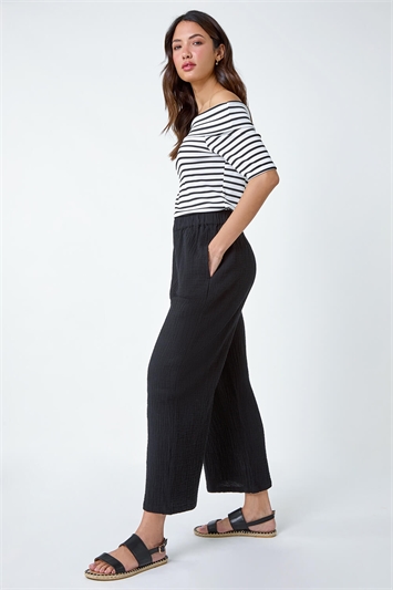 Textured Cotton Culotte Trousers 18053708