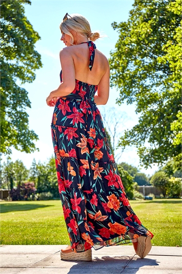 Floral Print Halterneck Maxi Dress 14094008