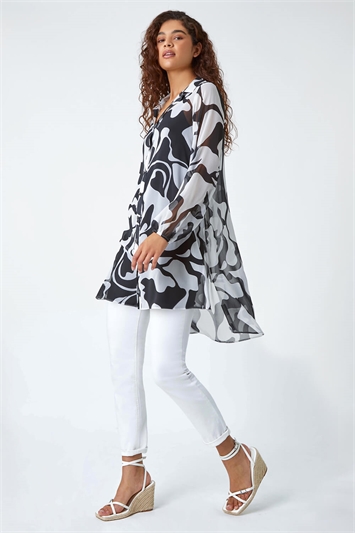 Abstract Print Longline Blouse 10117638