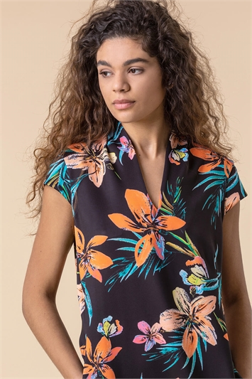 Tropical Print Scuba Cocoon Dress 14148308