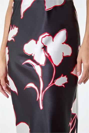 Floral Print Satin Midi Skirt 17045808