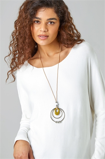 Necklace Detail Stretch Knit Top 19289724