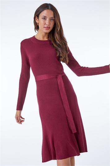 Belted Knitted Midi Dress 14298795