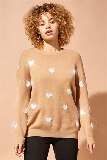 Heart Embellished Knitted Jumper 16043616