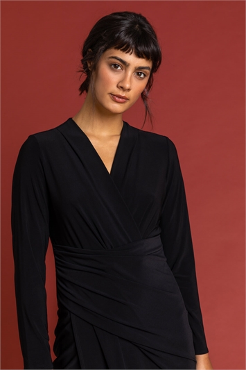 Fitted Jersey Ruched Wrap Dress 14175108