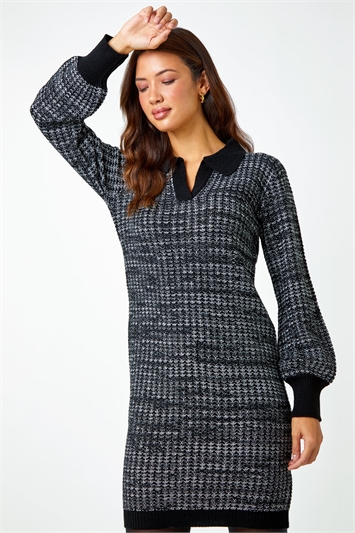 Collared Knitted Jumper Dress 14470418