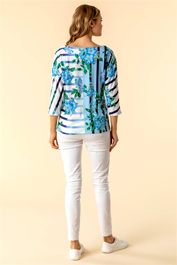 Floral Striped Batwing Top 19097945