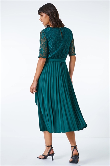 Lace Pleated Midi Dress 14321134