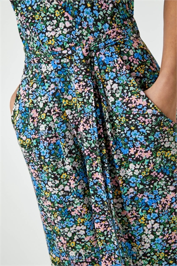 Sleeveless Floral Print Stretch Jumpsuit 14391309