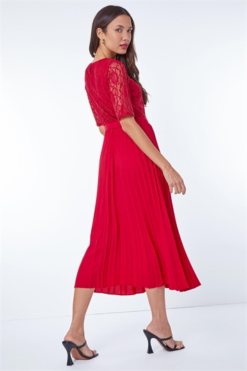 Lace Pleated Midi Dress 14321195