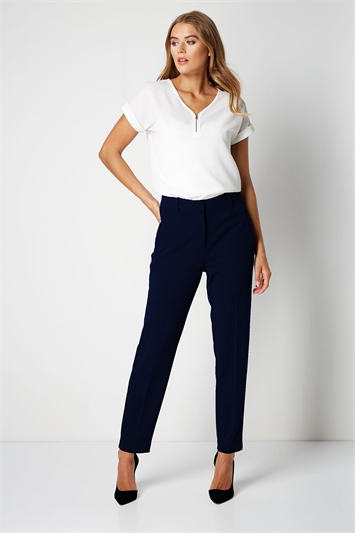 Straight Leg Stretch Cropped Trousers 18000360