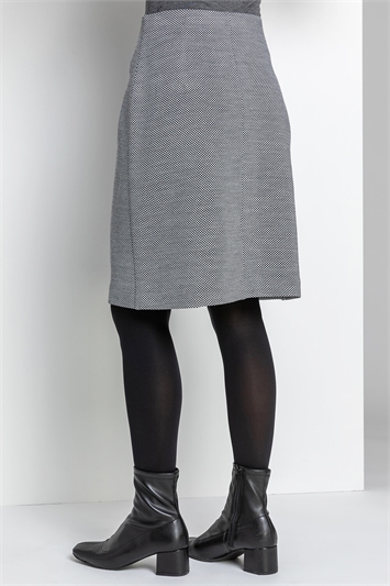 Two Tone Textured Elastic Waist Skirt 17015108