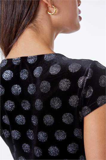 Shimmer Spot Print Velvet Midi Dress 14173608