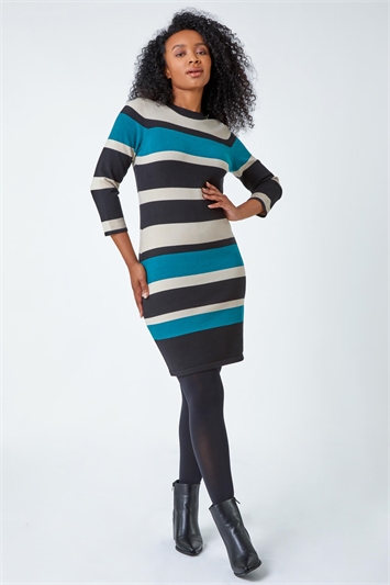 Petite Stripe Knitted Midi Dress 14432991