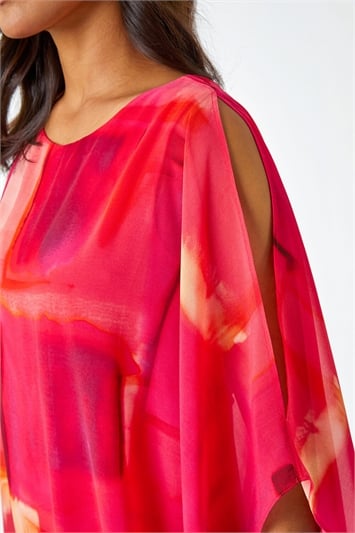Abstract Print Chiffon Overlay Dress 14412872