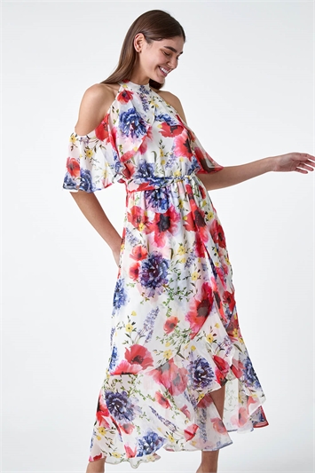 Poppy Floral Frill Halterneck Dress 14517638