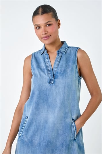 Cotton Denim Pocket Dress lc140008