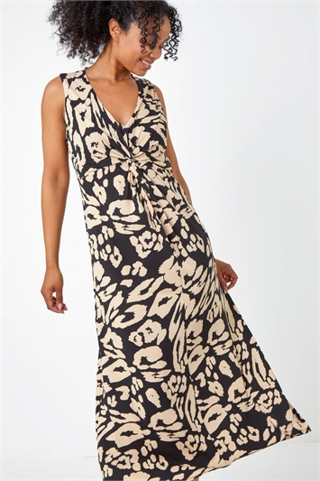 Petite Leopard Print Twist Jersey Maxi Dress 14375008