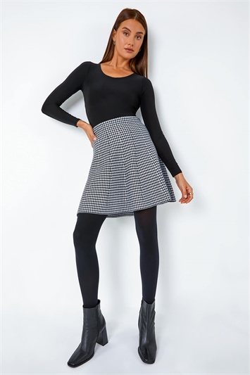 Dogstooth Knitted A-Line Mini Skirt 17039808