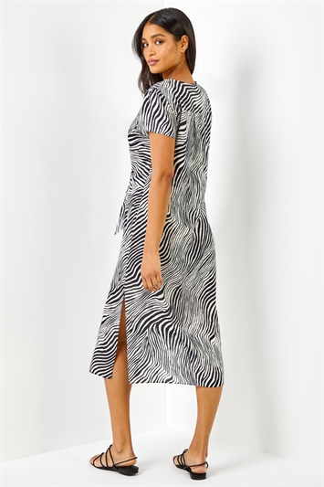 Abstract Wave Print Tie Knot Detail Dress 14289508