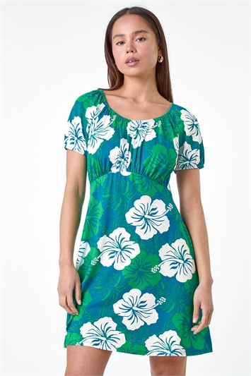 Petite Tropical Floral Stretch Dress 14566709