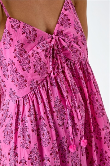 Petite Paisley Tiered Cotton Midi Dress 14534972