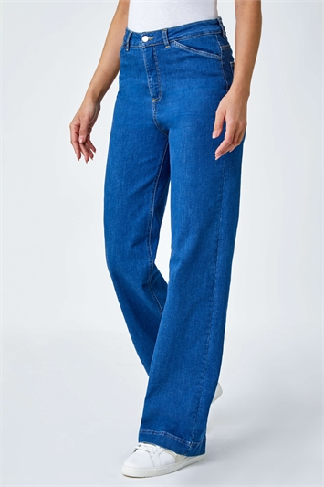 Cotton Blend Wide Leg Stretch Jeans 18051529