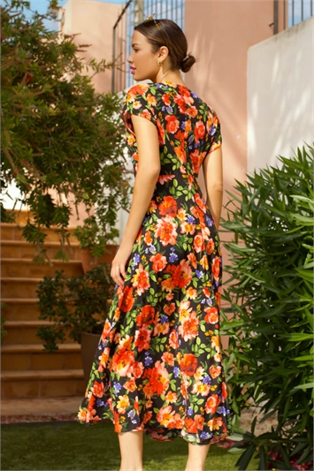 Floral Print Fit & Flare Midi Dress 14267278