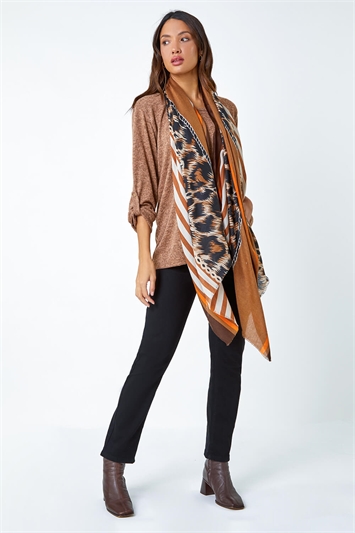 Stretch Top with Animal Print Scarf 19290016
