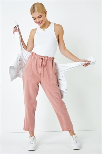 Frill Detail Panel Cropped Trousers 18031179