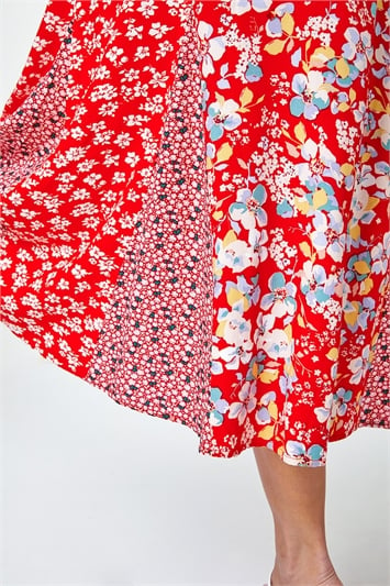 Ditsy Floral Print Midi Skirt 17042178