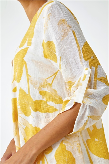 Palm Print Wrap Hem Tunic Top 20118596