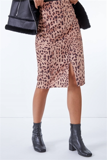 Suedette Stretch Animal Pencil Skirt 17028716