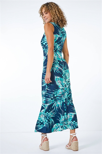 Petite Palm Print Twist Front Maxi Dress 14310309