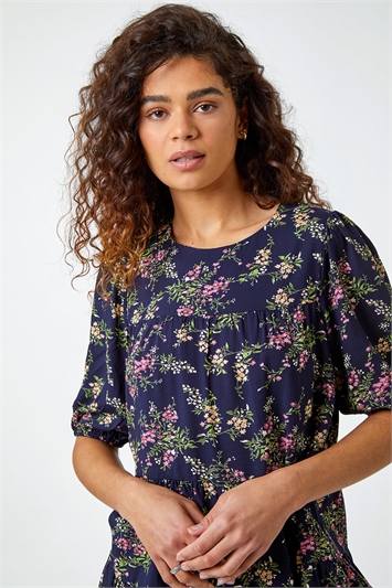 Ditsy Floral Print Puff Sleeve Top 20115560