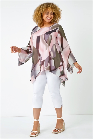Curve Abstract Chiffon Overlay Top 20115246