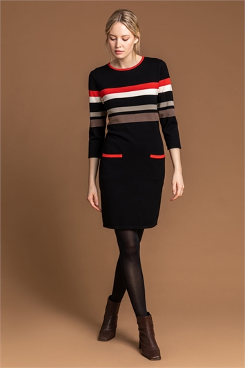 Longline Contrast Stripe Print Jumper Dress 14154008