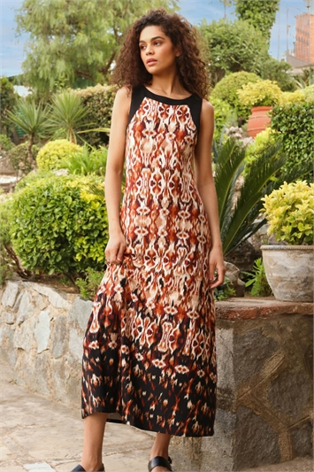 Sleeveless Aztec Maxi Stretch Dress 14367581