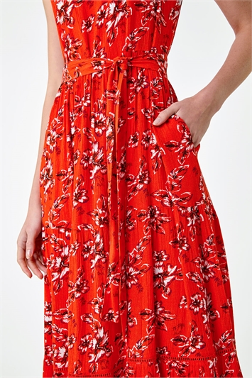 Sleeveless Floral Print Midi Dress 14525564